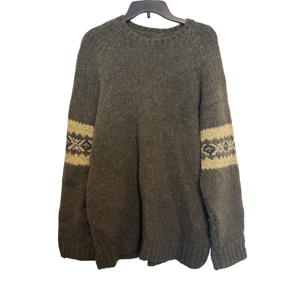 vintage Abercrombie & Fitch Wool Sweater M Brown Yellow Nordic Pattern Made In C